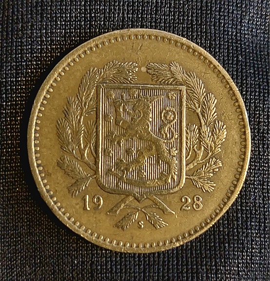 Suomen 10 mk kolikko v.1928