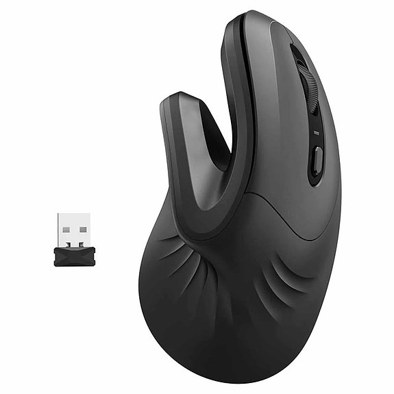 Langaton ladattava ergonominen hiiri USB-vastaanottimella, musta