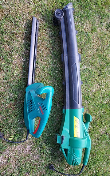 Bosch AHS 45-16 pensasleikkuri ja Mag-Pro lehtipuhallin-imuri