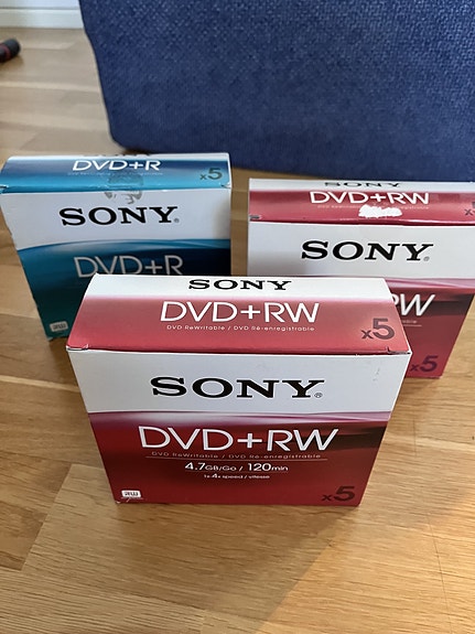 Sony DVD+RW levyt 9kpl, DVD+R 4kpl, 4,7GB 120min