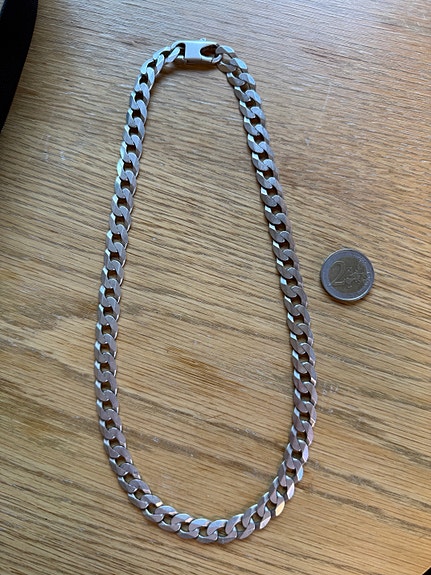 Hopeinen 11,8mm panssarikaulaketju