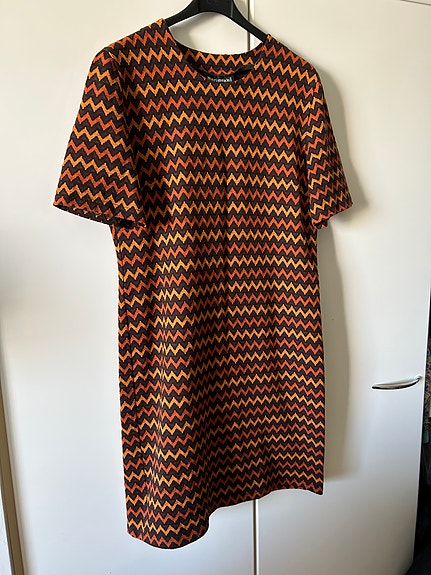 Marimekko ruskea/oranssi puuvillakudos mekko, k. L