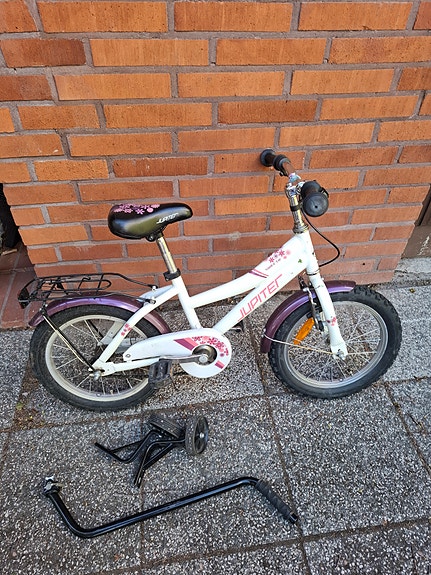 Jupiter sweetie 16" lasten pyöräily + apupyörät + työntötanko