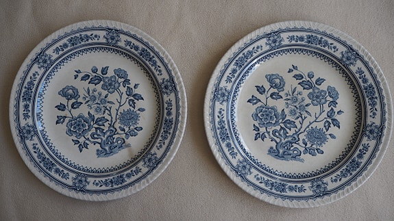 2 kpl DORSET Wood & Sons sinivalkoiset lautaset