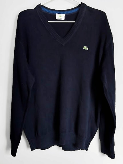 Lacoste tummansininen neule - 100 % puuvillaa - Miesten koko 5 / L