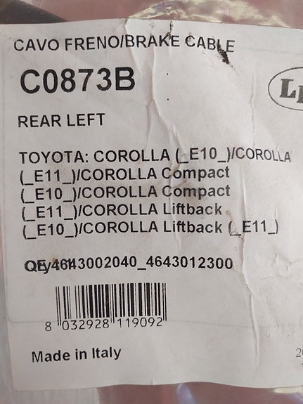 Corolla E10 E11 käsijarruvaijeri vas