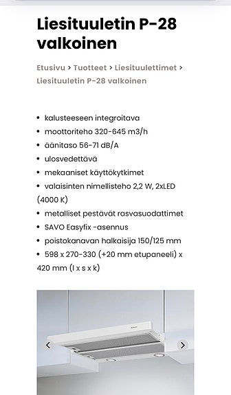 Savo integroitava liesituuletin