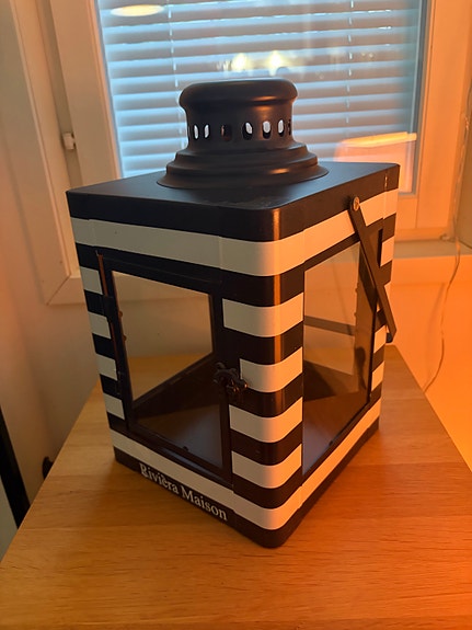 RIVIÈRA MAISON 300860 Hampton Bay Stripe Lantern Navy lyhty