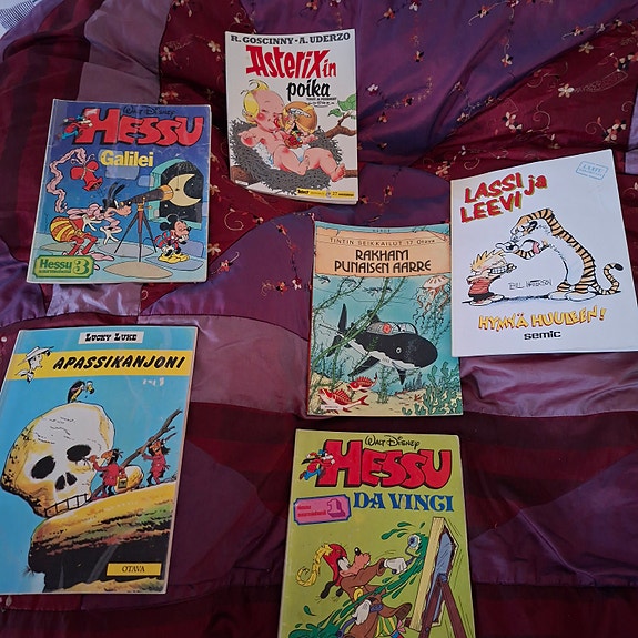 24 kpl sarjakuvia: Asterix, Tintti, Lucky Lucke, Niilo Pielinen, Valhalla yms
