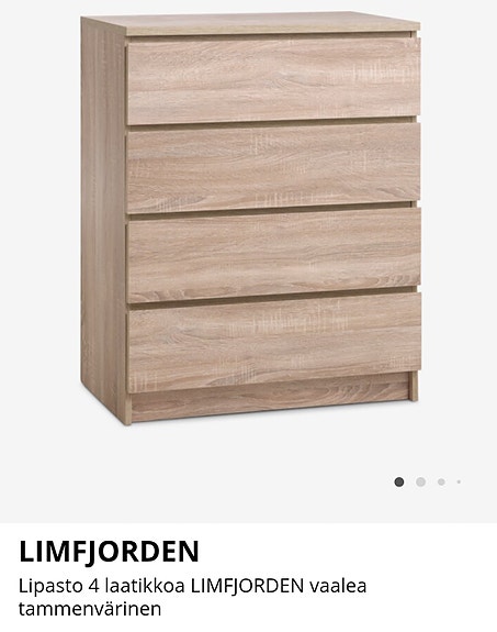 Ostetaan jyskin vaalea tammi lipasto
