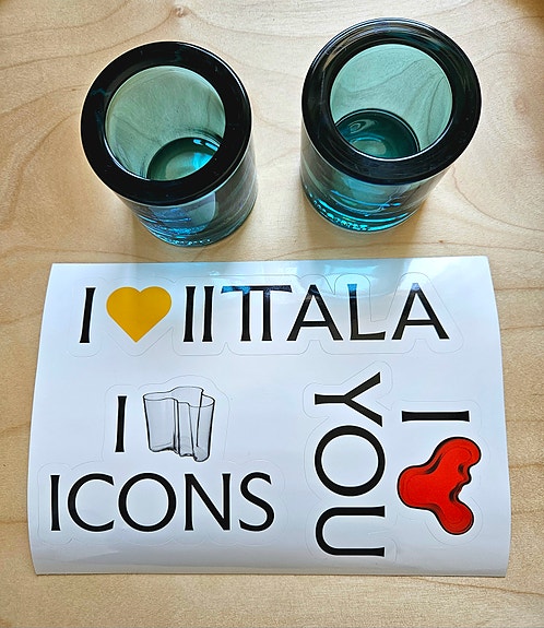 Iittala Kivi tuikku 2kpl merensininen + tarrat