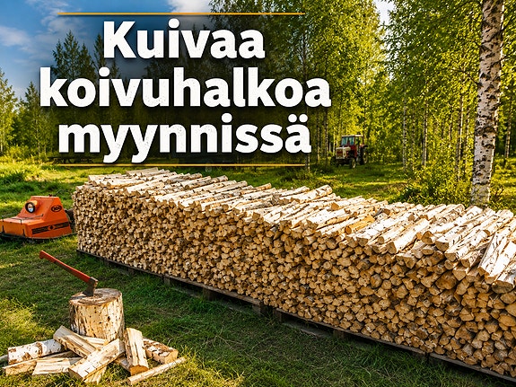 Kuivaa koivuhalkoa myyntiin