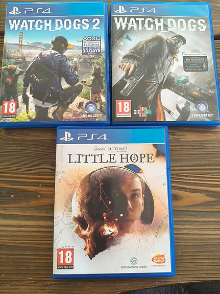 Playstation 4 pelit Watch Dogs, Watch Dogs 2 ja Little Hope