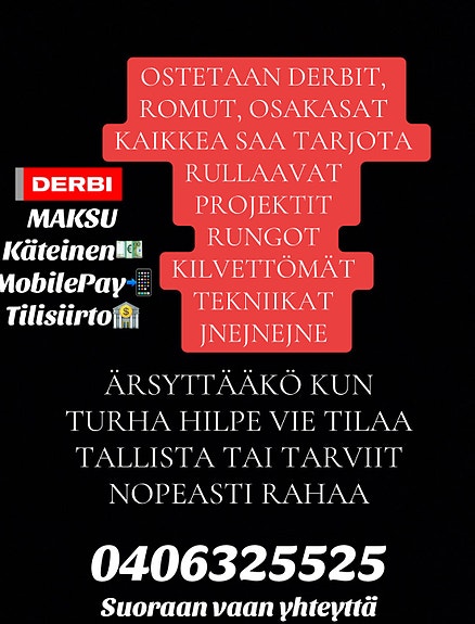 Ostetaan Derbi-mopoja, romua  osia MUUTAKIN VOI TARJOTA