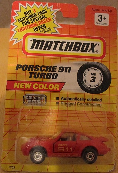 Porsche 911 Turbo Coupe Red 1978 Matchbox MB3 Thailand 1:58 hieno pikkuauto