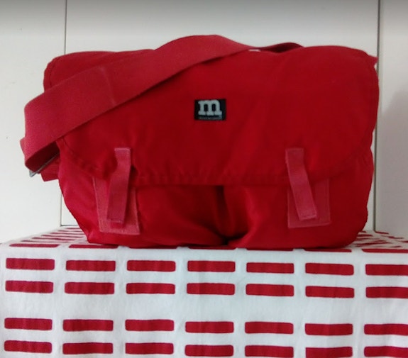 MARIMEKKO vintage iso olkalaukku. pun. Käytetty siistikuntoinen