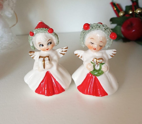 Napco jouluenkeli figuurit vintage posliini koristeet