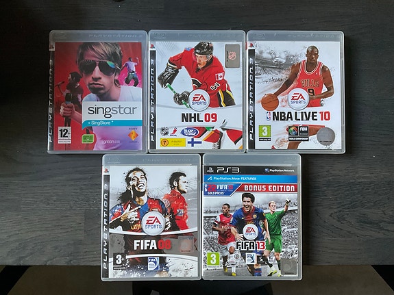 Playstation 3 pelipaketti – Singstar, NHL 09, NBA Live 10, FIFA 08, FIFA 10