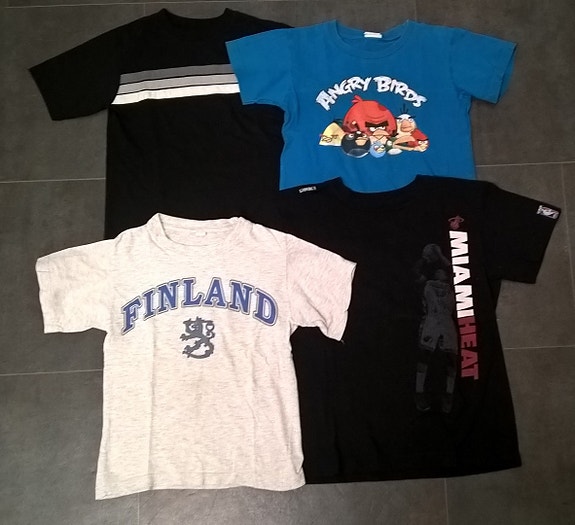 T-paitoja (4-6 v.), alk. 1 eur / kpl