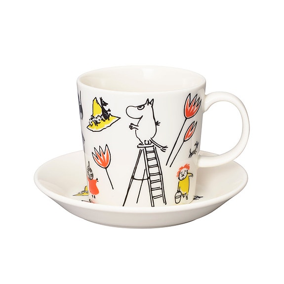 Muumisetti: ABC Muumipeikko muki ja lautanen (15cm), punainen risti