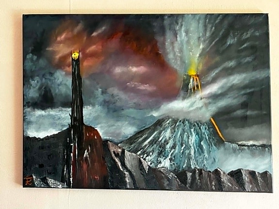 Mordor – käsin maalattu fantasiamaalaus 50x70