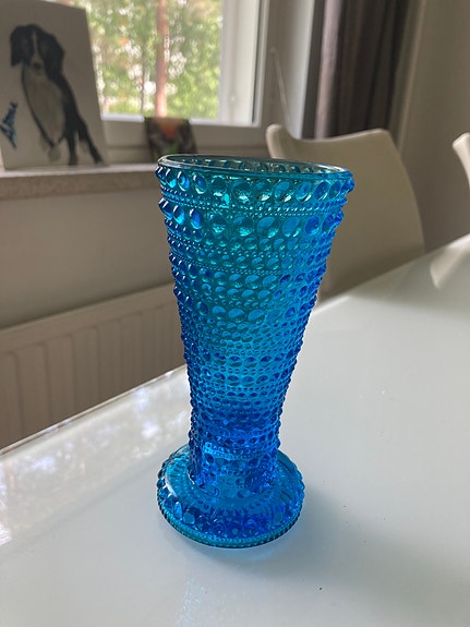Iittala Kastehelmi sininen lasimaljakko