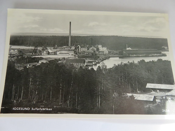 Iggesund Sulfatfabriken vanha VALOKUVA kortti / postikortti
