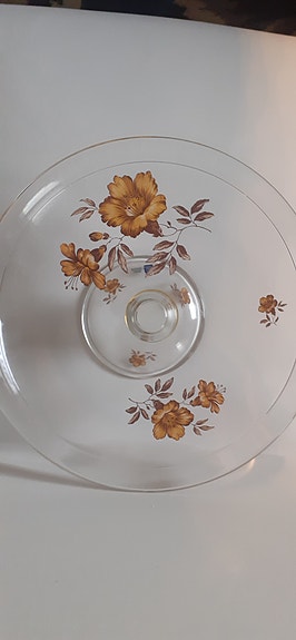 Iittala lasilautanen kukkakuviolla