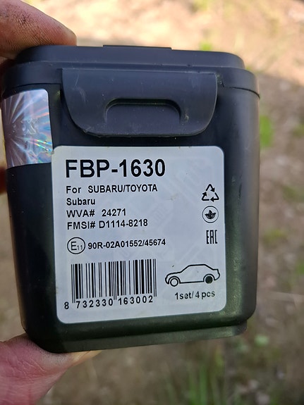 Subaru / Toyota FBP-1630 jarrupalat