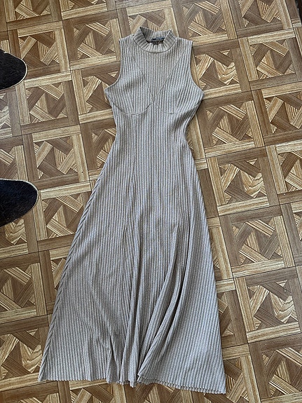 Zara beige shine knit dress S new