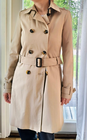 Stradivarius pitkä trenssi S beige