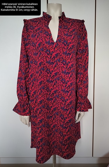 H&M mekko  oranssi kukka kuviollinen s