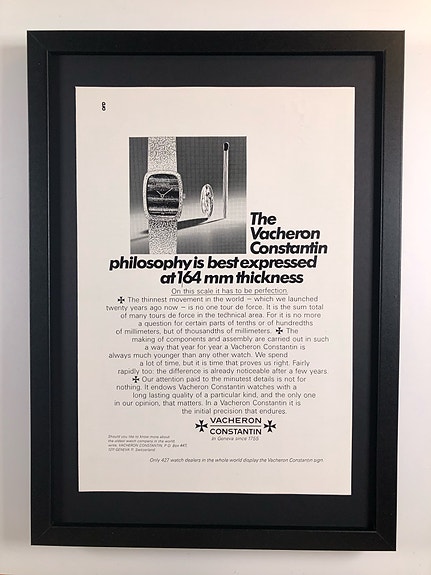 Framed 1974 Vintage Vacheron Constantin Watches Original Magazine Advertisement