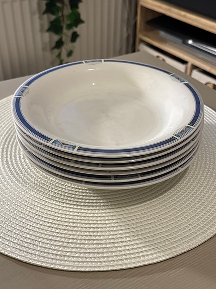 6 White rosen lautasta