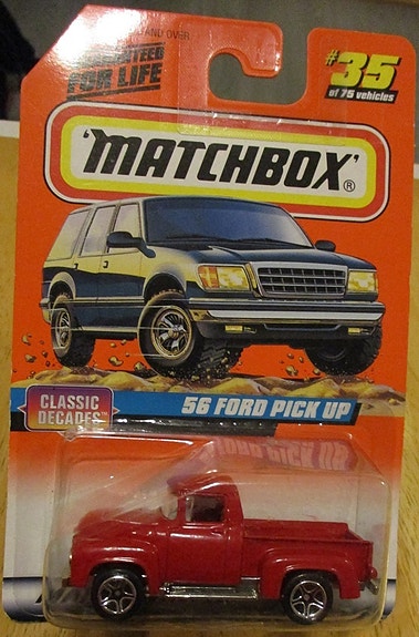 Ford Pick-Up 2 door "Stepside" Red 1956 Matchbox 1998 1:65 hieno pikkuauto