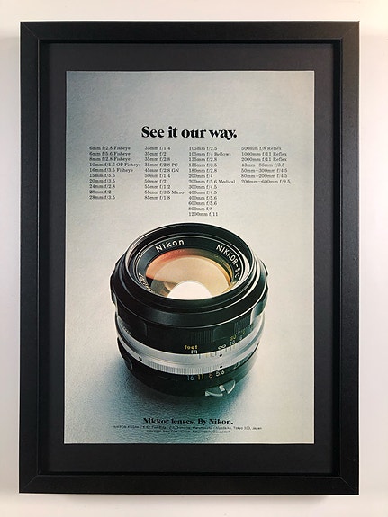 Framed 1974 Vintage Nikon Nikkor Camera Lenses Original Magazine Advertisement