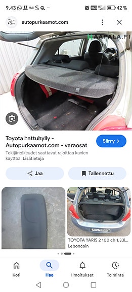 Ostetaan Toyota Yarikseen vm. 2003 takakontin hattuhylly