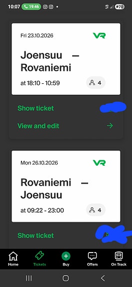 Joensuu to rovaniemi rovaniemi to joensuu 3 adults +1kids