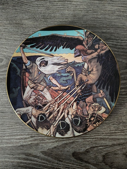 Arabia Kalevala "Sammon puolustus" seinälautanen