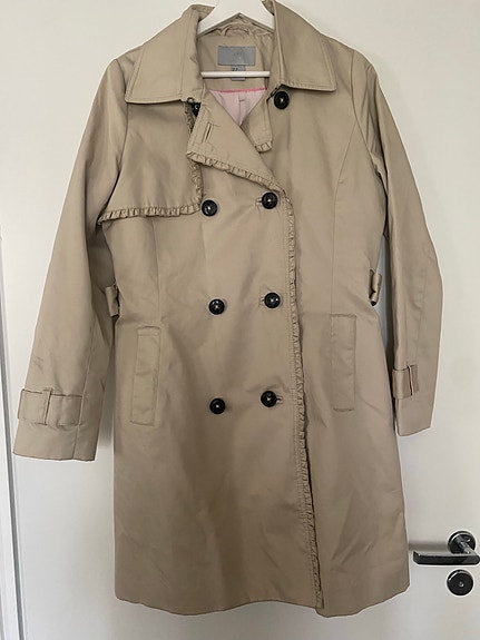 H&M pitkä takki koko 38 beige puuvilla