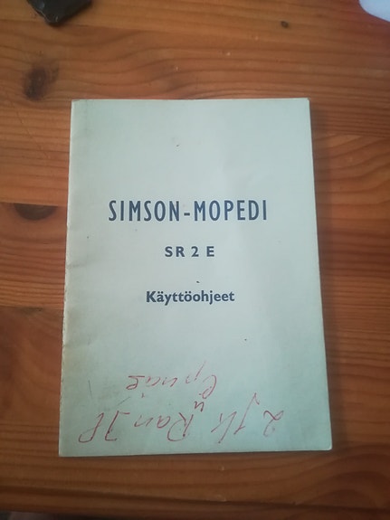 Simson SR2 E mopedin, käyttöohjekirja, 1965 vuodelta