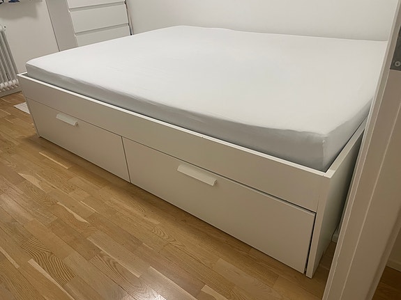 Ikea BRIMNES Bed frame with drawers, white, 160x200cm