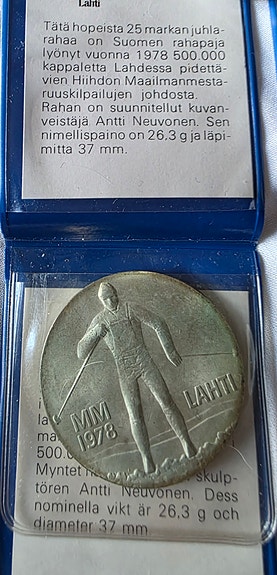 25 markkaa MM Lahti juhlaraha kotelossa