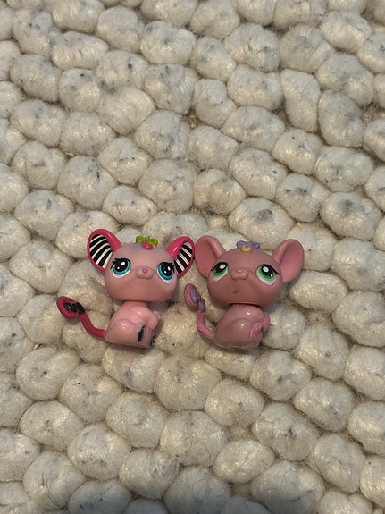 Littlest Pet Shop vaaleanpunaiset hiiri-figuurit