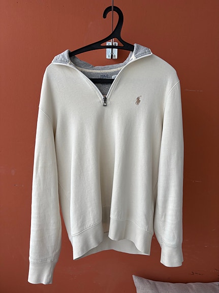 Ralph Lauren Luxury Jersey quarter-zip paita S beige