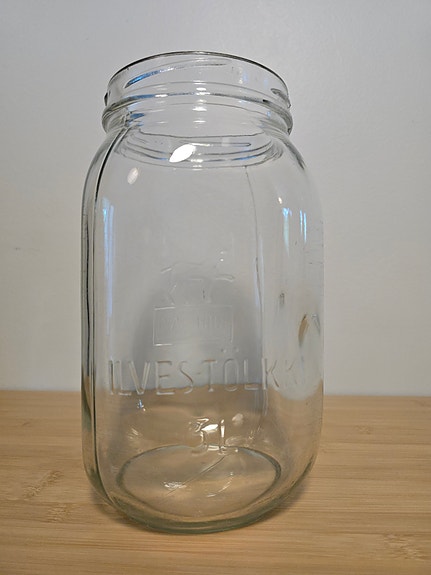 Riihimäen Lasi Ilves tölkki 3 L - vintage lasipurkki