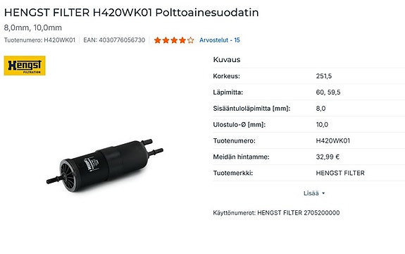 BMW Polttoainesuodatin