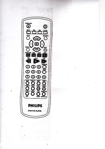 Kaukosäädin Philips VHS / DVD kuvanauhuriin.