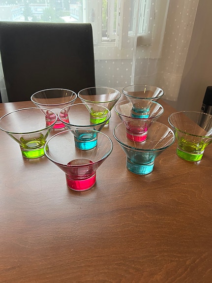 Colorful Glass Dessert Bowls – Set of 9