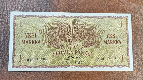 1 markka v. 1963, AJ-sarjaa, vaikea allekirj.pari